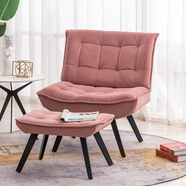 Corrigan Studio® Summit Velvet Accent Chair with Ottoman Wayfair